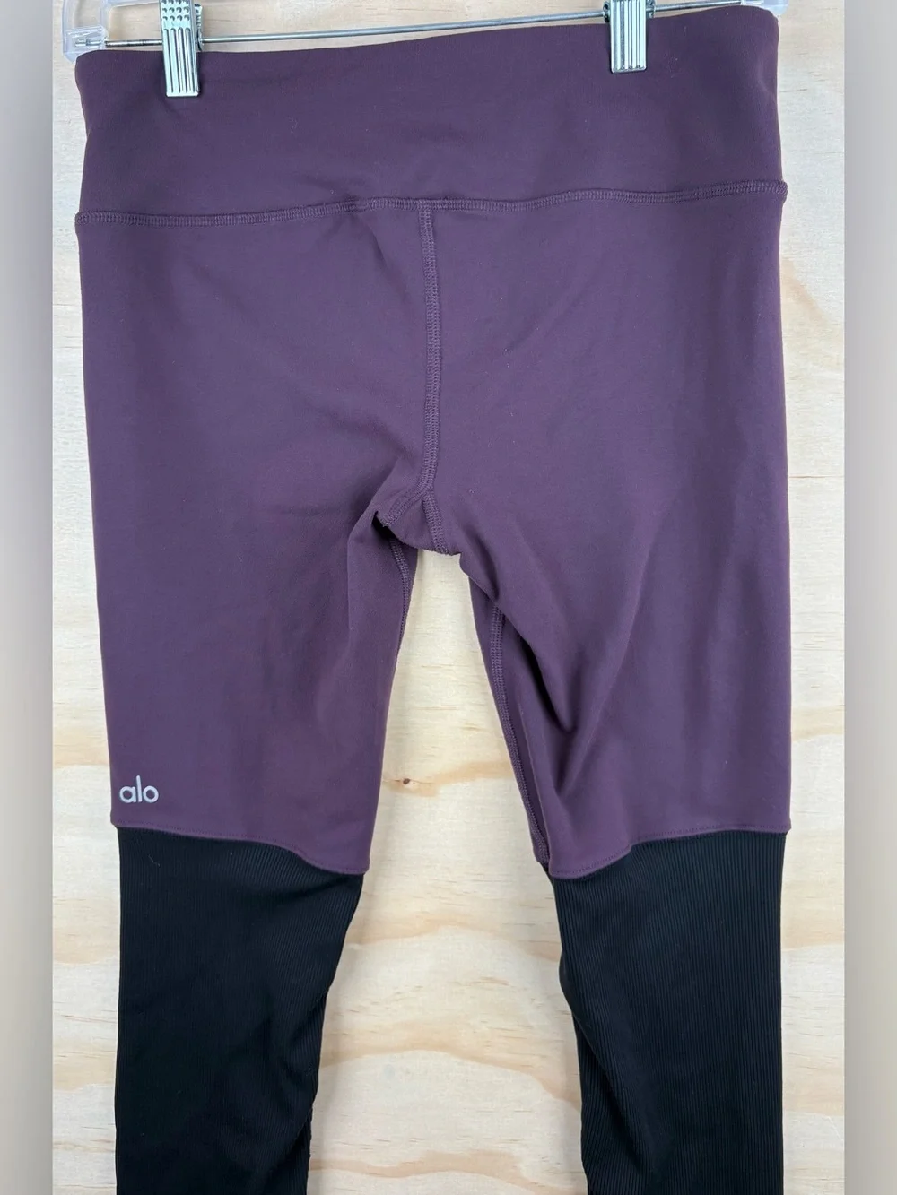 ALO Yoga Goddess Ribbed Leggings Purple Black Hi-Rise Women’s Size Small
